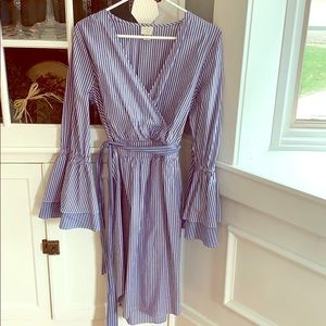 Adorable blue and white striped dress.